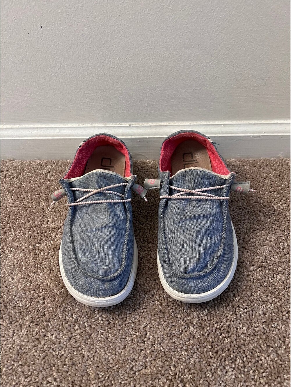 Hey Dude Wendy Chambray Braid Indigo Lt Blue women size 6